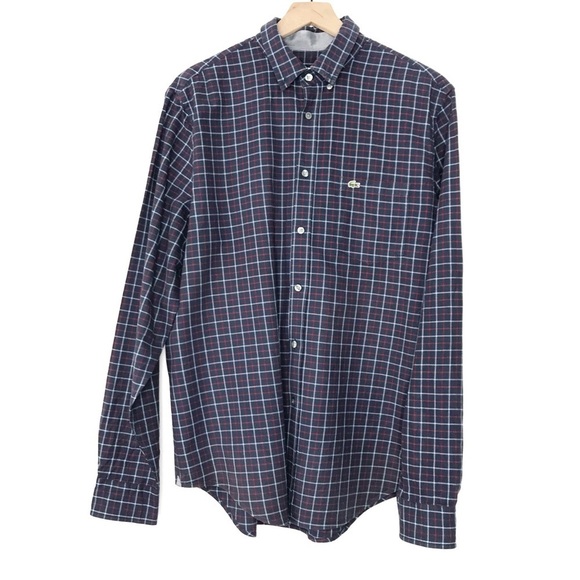 LACOSTE Plaid Checkered Button Up 42 / L - Picture 14 of 15